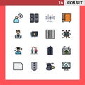 16 Universal Flat Color Filled Line Signs Symbols of executive, wardrobe, constructing, home appliances, furniture