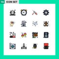 Modern Set of 16 Flat Color Filled Lines Pictograph of process, user, dope, setting, gear