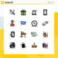 Modern Set of 16 Flat Color Filled Lines and symbols such as flask, iphone, timer, android, smart phone Royalty Free Stock Photo