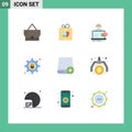 Modern Set of 9 Flat Colors Pictograph of computers, setting, chat, security, cyber crime