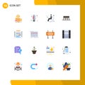 Universal Icon Symbols Group of 16 Modern Flat Colors of design, monument, medical, historic, architecture