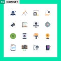 Modern Set of 16 Flat Colors Pictograph of ecommerce, real estate, measure, key, ruler
