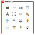 Modern Set of 16 Flat Colors Pictograph of table, home, audio, web speed checking, page speed test