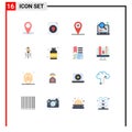 Modern Set of 16 Flat Colors Pictograph of tool, construction, location, building, seo