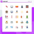 Modern Set of 25 Flat Colors Pictograph of user, communication, mail, analytics, bag