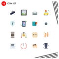 Modern Set of 16 Flat Colors and symbols such as access, present, email, money, car