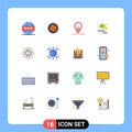 Modern Set of 16 Flat Colors and symbols such as atom, leaf, user, autumn, user