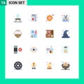 Modern Set of 16 Flat Colors and symbols such as baby, basket, instrument, identity card, employee