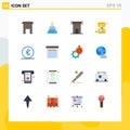 Modern Set of 16 Flat Colors and symbols such as communication, tool, arch, sharpener, monument