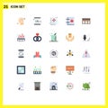 Modern Set of 25 Flat Colors and symbols such as education, apple, mubarak, target, management