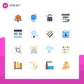 Modern Set of 16 Flat Colors and symbols such as education, image, padlock, editing, web