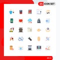 Modern Set of 25 Flat Colors and symbols such as form, disease, statistics, market, chart