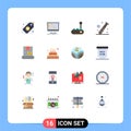 Modern Set of 16 Flat Colors and symbols such as healthcare, game, sequencer, baseball, joy pad