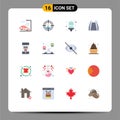 Modern Set of 16 Flat Colors and symbols such as message, deleted, energy bulb, ladder, elevator