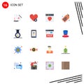 Modern Set of 16 Flat Colors and symbols such as mobile, encryption, favorite, sport, sale