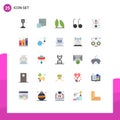 Modern Set of 25 Flat Colors and symbols such as power, idea, cooking, bulb, open