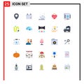 Modern Set of 25 Flat Colors and symbols such as scanner, holographic, teapot, dimensional, calendar