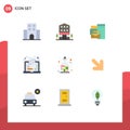 Modern Set of 9 Flat Colors and symbols such as science, degree, shop front, computer, identity