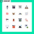 Modern Set of 16 Flat Colors and symbols such as tag, ecommerce, board, close, food