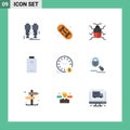 Modern Set of 9 Flat Colors and symbols such as wallclock, money, bug, time, electric