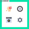 Modern Set of 4 Flat Icons Pictograph of brain, mac, human, clock, gear Royalty Free Stock Photo