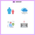 Pictogram Set of 4 Simple Flat Icons of child, data, parental control, windy, security