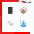 Group of 4 Flat Icons Signs and Symbols for control, point, basket, divide, drop water