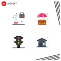 Modern Set of 4 Flat Icons Pictograph of expansion and innovation, office, science folder, briefcase, traffic