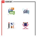 Modern Set of 4 Flat Icons Pictograph of group, message, support, communication, chart