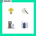 Editable Vector Line Pack of 4 Simple Flat Icons of success, architecture, bulb, paint, clock Royalty Free Stock Photo
