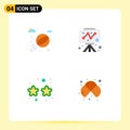 Modern Set of 4 Flat Icons and symbols such as beach ball, mardi gras, board, graph, atoms