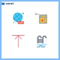 Modern Set of 4 Flat Icons and symbols such as broadcasting, home, world wide, petrol, swimming pool