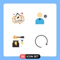 Group of 4 Modern Flat Icons Set for coffee, pot, sign, user, arrow
