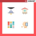 Modern Set of 4 Flat Icons and symbols such as decor, wireframing, lamp, bird, wirefram Royalty Free Stock Photo