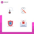 Modern Set of 4 Flat Icons and symbols such as drop, shield, tricks, stick, email