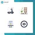 Modern Set of 4 Flat Icons and symbols such as exercise, payment, treadmill, building, shopping