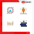 Modern Set of 4 Flat Icons and symbols such as link, graph, people, thanksgiving, up
