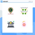 Modern Set of 4 Flat Icons and symbols such as location, cash, culture, saint patrick, decoration