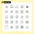 Modern Set of 25 Lines Pictograph of business, architecture, clone, skyscraper, christmas