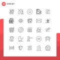 Modern Set of 25 Lines Pictograph of document, sharing, fill, files, plug