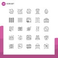 Modern Set of 25 Lines Pictograph of eastre, food, search, drink, exam paper Royalty Free Stock Photo