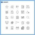 Universal Icon Symbols Group of 25 Modern Lines of lamp, report, honey, page, data Royalty Free Stock Photo