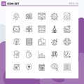 25 Thematic Vector Lines and Editable Symbols of search, optimization, image, media, bulb
