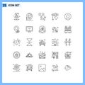 Modern Set of 25 Lines and symbols such as avatar, spotlight, fast, lightning, illumination