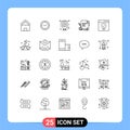 Modern Set of 25 Lines and symbols such as award, document, clock, paper, illustration