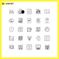 Modern Set of 25 Lines and symbols such as cloud, film, document, entertaiment, office