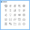 Modern Set of 25 Lines and symbols such as development, seo, check, search, task