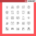 Modern Set of 25 Lines and symbols such as emots, adoration, couple, web, data