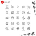 Modern Set of 25 Lines and symbols such as gender, medicine, ice cream, alternative, technology Royalty Free Stock Photo