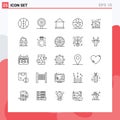 Modern Set of 25 Lines and symbols such as men, love, hut, house, element